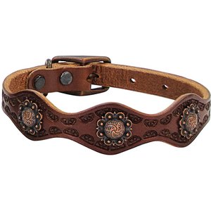 Weaver Pet Vintage Paisley Leather Dog Collar, Pink, 19.5 - 22.5 in