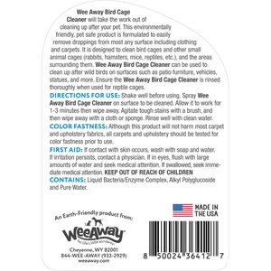 Wee Away Bird Cage Cleaner, Unscented, 16-ounce bottle
