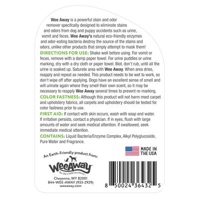 Show full view: Wee Away X2 Concentrated Urine Stain & Odor Remover Green Tea Scented Bio-Enzymatic Cleaner for Dogs, 16-fl oz spray slide 5 of 9