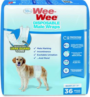 Show full view: Wee-Wee Disposable Male Dog Wraps, Medium/Large: 23 to 31-in waist, 36 count slide 2 of 12