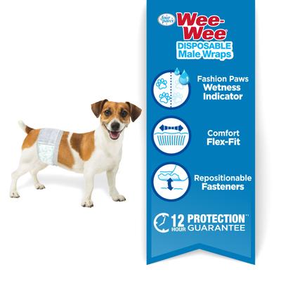 Show full view: Wee-Wee Disposable Male Dog Wraps, X-Small/Small: 13 to 20-in waist, 36 count slide 3 of 12