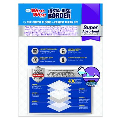 Show full view: Wee-Wee Super Absorbent Dog Pee Pads with Insta-Rise Border, 22 x 23-in, 10 count, Unscented slide 8 of 13