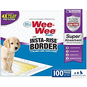 Wee-Wee Super Absorbent Dog Pee Pads with Insta-Rise Border, 22 x 23-in, 100 count
