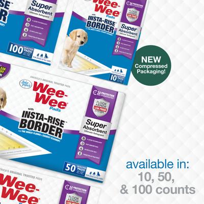 Show full view: Wee-Wee Super Absorbent Dog Pee Pads with Insta-Rise Border, 22 x 23-in, 100 count slide 10 of 13