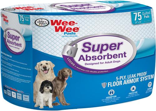 Show full view: Wee-Wee Super Absorbent Pee Pads, 24x24-in, 75 count + Cadet Gourmet Rawhide & Duck Twist Dog Treats slide 2 of 9