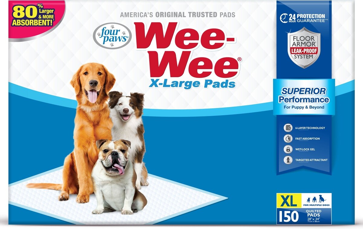 WEE-WEE Pads Superior Performance with Runoff Edge Guard Dog Pee