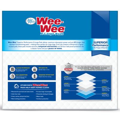 Show full view: Wee-Wee Pads Superior Performance with Runoff Edge Guard Dog Pee Pads, X-Large: 28 x 34-in, 200 count slide 2 of 13