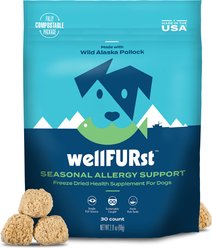 WellFURst Freeze-Dried Seasonal Allergy Support Supplement Made with Wild Alaska Pollock for Dogs, 2.1-oz bag