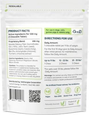 Show full view: Wellnergy Pets Herbal Qbow Hip & Joint Supplement for Dogs & Cats, 60 count slide 3 of 3