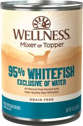 Wellness 95% Whitefish Natural Grain-Free Wet Dog Food Topper, 13.2-oz can, case of 12 slide 2 of 7