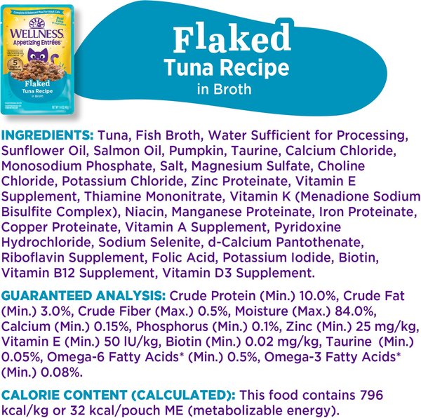 Wellness Appetizing Entrees Tuna & Cod Natural Grain-Free Flaked Wet Cat Food