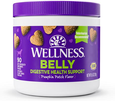 Show full view: Wellness Belly Digestive Health Support Pumpkin Flavor Chew Supplements for Dogs, 90 count slide 1 of 10