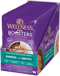 Wellness Bowl Boosters Flaked Tuna & Shrimp Wet Cat Topper, 1.75-oz pouch, case of 12