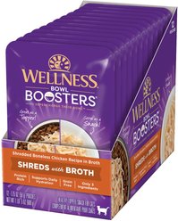 Wellness Bowl Boosters Shredded Chicken Wet Cat Topper, 1.75-oz pouch, case of 12