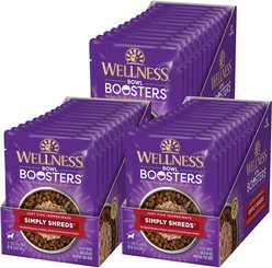 Wellness Bowl Boosters Simply Shreds Chicken, Beef & Carrots Natural Grain-Free Wet Dog Food Mixer or Topper, 2.8-oz pouch, case of 36