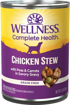 Show full view: Wellness Chicken Stew with Peas & Carrots Grain-Free Natural Canned Dog Food, 12.5-oz, case of 12 slide 3 of 11