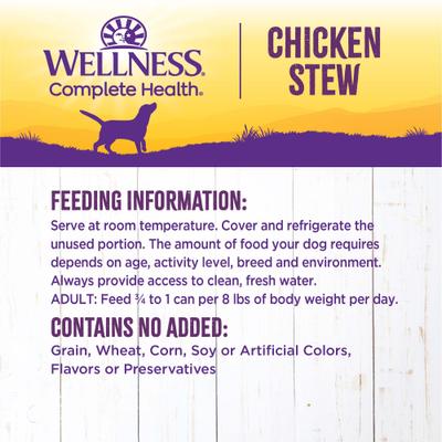 Show full view: Wellness Chicken Stew with Peas & Carrots Grain-Free Natural Canned Dog Food, 12.5-oz, case of 12 slide 9 of 11