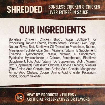 Show full view: Wellness Chicken & Turkey Lovers Canned Cat Food, 3-oz, case of 24 + Wellness CORE Signature Selects Shredded Boneless Chicken & Chicken Liver Entree in Sauce Grain-Free Canned Cat Food, 5.3-oz, case of 12 slide 4 of 9