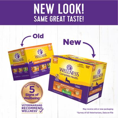 Show full view: Wellness Chicken & Turkey Lovers Canned Cat Food, 3-oz, case of 24 + Wellness CORE Signature Selects Shredded Boneless Chicken & Chicken Liver Entree in Sauce Grain-Free Canned Cat Food, 5.3-oz, case of 12 slide 7 of 9