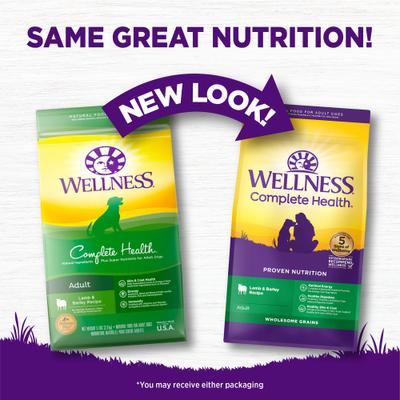 Show full view: Wellness Complete Health Adult Lamb & Barley Recipe Natural Dry Dog Food, 26-lb bag slide 3 of 12