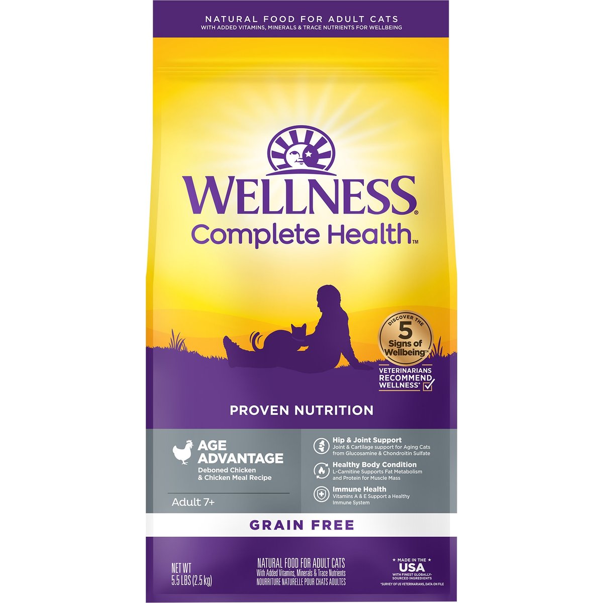 Wellness Complete Health Chicken & Deboned Chicken Grain-Free Senior Dry Cat Food, 5.5-lb bag