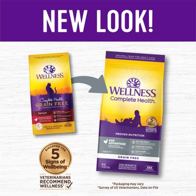 Show full view: Wellness Complete Health Chicken & Deboned Chicken Grain-Free Senior Dry Cat Food, 5.5-lb bag slide 3 of 11