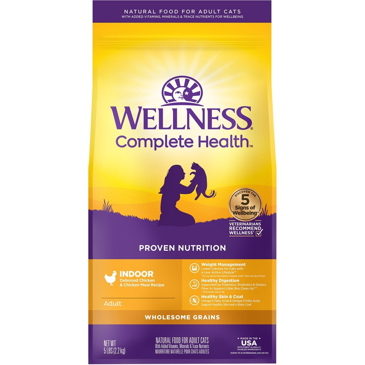 Wellness Complete Health Chicken Indoor Dry Cat Food, 5-lb bag