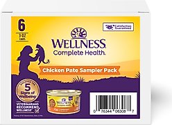 Wellness Complete Health Chicken Pate Variety Pack Grain-Free Wet Cat Food, 3-oz can, case of 6
