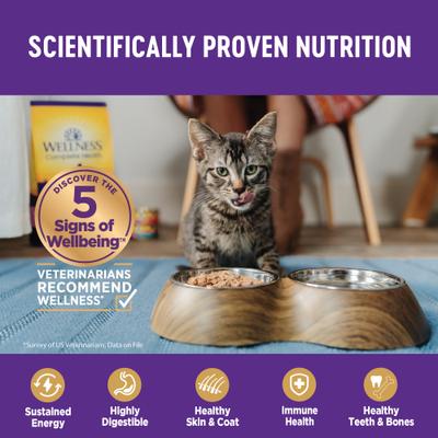 Show full view: Wellness Complete Health Chicken Pate Variety Pack Grain-Free Wet Cat Food, 3-oz can, case of 6 slide 5 of 10