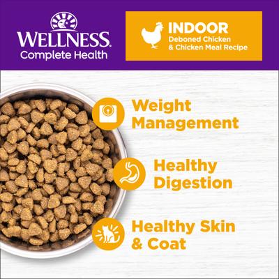 Show full view: Wellness Complete Health Grain-Free Indoor Deboned Chicken Recipe Dry Cat Food, 11.5-lb bag slide 4 of 10