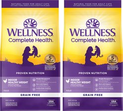 Wellness Complete Health Grain-Free Indoor Healthy Weight Chicken Recipe Natural Dry Cat Food, 23-lb bundle