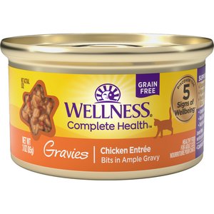Wellness Complete Health Gravies Chicken Entree Natural Grain-Free Wet Cat Food, 3-oz can, case of 12