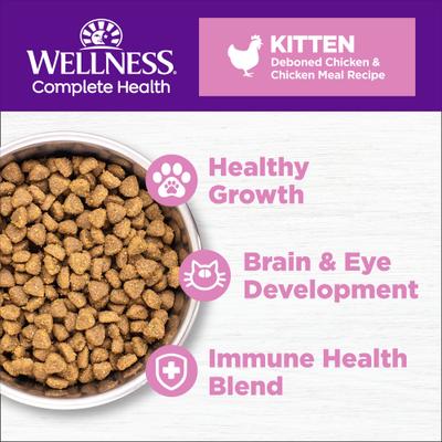 Show full view: Wellness Complete Health Kitten Deboned Chicken, Chicken Meal & Rice Dry Cat Food, 5-lb bag slide 5 of 11