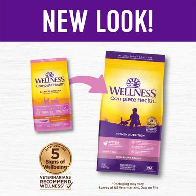 Show full view: Wellness Complete Health Kitten Deboned Chicken, Chicken Meal & Rice Dry Cat Food, 5-lb bag slide 3 of 11