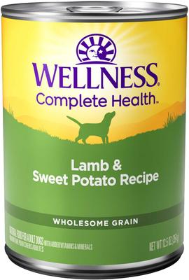 Show full view: Wellness Complete Health Lamb & Sweet Potato Formula Canned Dog Food, 12.5-oz, case of 12 slide 4 of 13