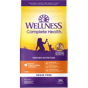 Wellness Complete Health Natural Grain-Free Deboned Chicken & Chicken Meal Dry Cat Food, 11.5-lb bag