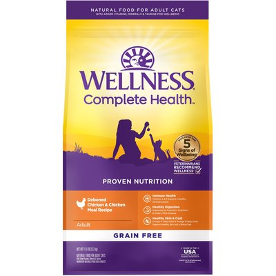 Wellness Complete Health Natural Grain-Free Deboned Chicken & Chicken Meal Dry Cat Food, 11.5-lb bag
