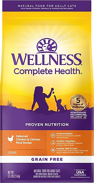 Wellness Complete Health Natural Adult Grain Free Deboned Chicken and Chicken Meal Dry Cat Food