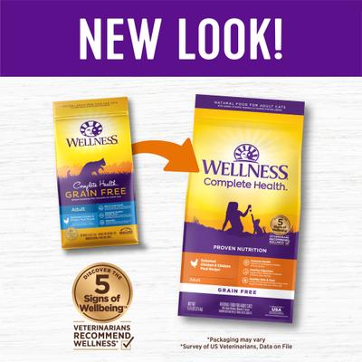 Show full view: Wellness Complete Health Natural Grain-Free Deboned Chicken & Chicken Meal Dry Cat Food, 5.5-lb bag slide 3 of 12