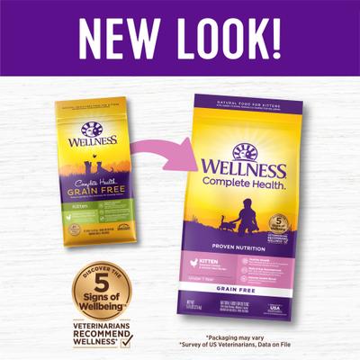 Show full view: Wellness Complete Health Natural Grain-Free Deboned Chicken & Chicken Meal Dry Kitten Food, 5.5-lb bag slide 3 of 12
