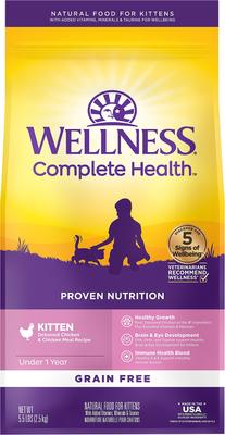Show full view: Wellness Complete Health Natural Grain-Free Deboned Chicken & Chicken Meal Dry Kitten Food + Kitten Variety Pack Grain-Free Canned Cat Food slide 2 of 9