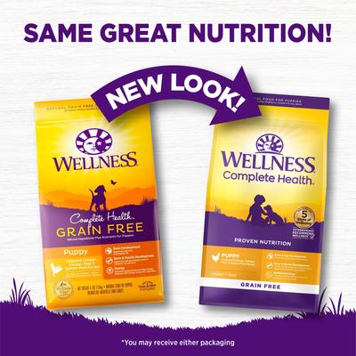Show full view: Wellness Complete Health Natural Puppy Grain-Free Chicken & Salmon Dry Dog Food, 22-lb bag slide 3 of 11