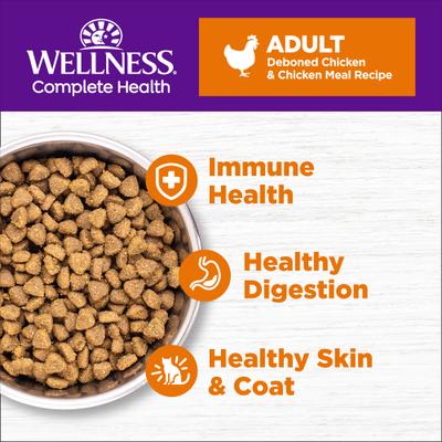 Show full view: Wellness Complete Health Pate Chicken Entree Grain-Free Canned Cat Food, 12.5-oz, case of 12 + Wellness Complete Health Natural Grain-Free Deboned Chicken & Chicken Meal Dry Cat Food, 11.5-lb bag slide 5 of 10