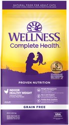 Wellness Complete Health Pate Chicken Entree Grain-Free Canned Cat Food, 3-oz, case of 24 + Wellness Complete Health Grain-Free Indoor Healthy Weight Chicken Recipe Dry Cat Food, 11.5-lb bag slide 2 of 9