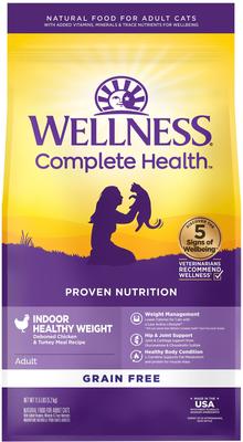 Show full view: Wellness Complete Health Pate Chicken Entree Grain-Free Canned Cat Food, 3-oz, case of 24 + Wellness Complete Health Grain-Free Indoor Healthy Weight Chicken Recipe Dry Cat Food, 11.5-lb bag slide 2 of 9