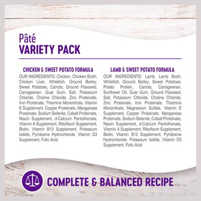 Show full view: Wellness Complete Health Pate Variety Pack Wet Dog Food, 12.5-oz can, case of 6 slide 6 of 12