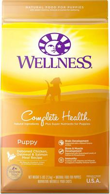 Show full view: Wellness Complete Health Puppy Deboned Chicken, Oatmeal & Salmon Meal Recipe Dry Food + Soft Puppy Bites Lamb & Salmon Recipe Grain-Free Dog Treats slide 2 of 6
