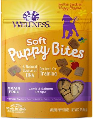 Show full view: Wellness Complete Health Puppy Deboned Chicken, Oatmeal & Salmon Meal Recipe Dry Food + Soft Puppy Bites Lamb & Salmon Recipe Grain-Free Dog Treats slide 4 of 6