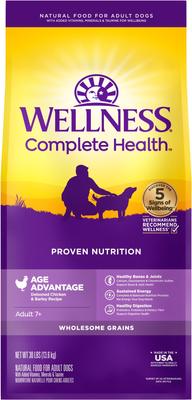 Show full view: Wellness Complete Health Senior Deboned Chicken & Barley Recipe Dry Dog Food, 30-lb bag + Wellness WellBites Beef & Turkey Recipe Soft & Chewy Grain-Free Dog Treats, 6-oz bag slide 2 of 9