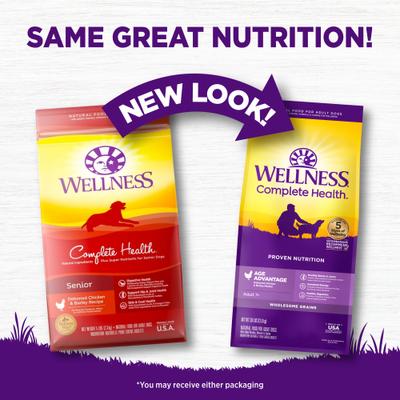 Show full view: Wellness Complete Health Senior Deboned Chicken & Barley Recipe Dry Dog Food, 30-lb bag + Wellness WellBites Beef & Turkey Recipe Soft & Chewy Grain-Free Dog Treats, 6-oz bag slide 3 of 9